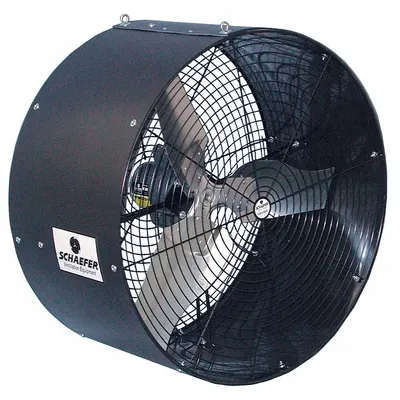 SCHAEFER Mounted Fan: 36 in Blade Dia, 115/230V AC, 1/2 hp Motor HP, Ceiling Mount - Standard Industrial Wall-Mount Fans