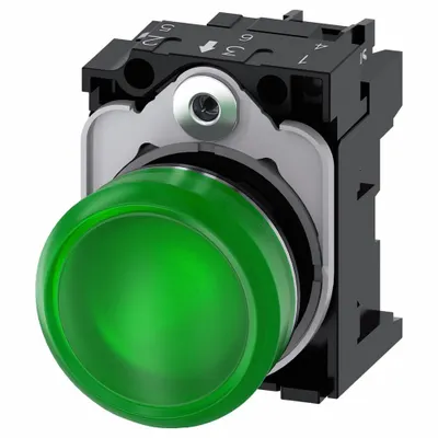 Siemens Pilot Light: 22 mm Panel Mounting Size, Green, LED - LED Pilot-Lights