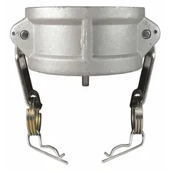 Aluminum dust cap for cam and groove couplings, sized 1/2 in with 150 psi maximum working pressure at 70°F. Overall length 1 11/16 in. Includes nitrile gasket. Used to protect coupling ends from dirt and damage when not in service.