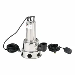 This single-phase sewage ejector pump is designed for handling solids-laden wastewater in residential and light commercial applications where gravity drainage is not possible. It features a 1/2 hp motor, 115V AC, 80 gpm flow rate at 10 feet of head, stainless steel impeller, and piggyback tether float switch with 2-inch MNPT discharge.