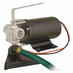 This corded electric utility pump operates on 12V DC and features a Buna-N flexible impeller. It delivers a maximum head of 41.2 ft and includes an 11 ft power cord with a 1 in MGHT connection. Suitable for transferring water and other non-aggressive fluids in mobile, marine, or remote locations without AC power.