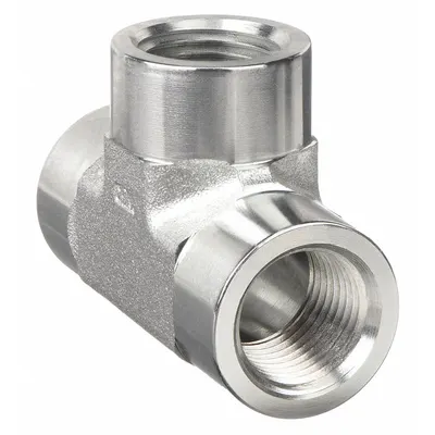 PARKER Metal Pipe Tee: Tee, Carbon Steel, 1/2 in x 1/2 in x 1/2 in - Threaded Instrumentation Extreme-Pressure Pipe Fittings