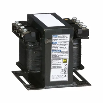 SCHNEIDER Control Transformer: 600V AC, 120V AC, Plate, 200 VA - Finger-Safe, Open Core Control Transformers