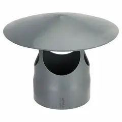 This PVC rain cap is designed for use on vertical duct or vent pipe terminations. It prevents rain, snow, and debris from entering the system while allowing exhaust air to escape. Suitable for industrial ventilation, plumbing vent stacks, and exhaust systems requiring weather protection.