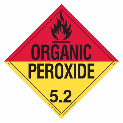 LABELMASTER Organic Peroxide Placard, 10 3/4 in x 10 3/4 in, Vinyl, 25 PK - Class 5: Oxidizing Agents & Organic Peroxides