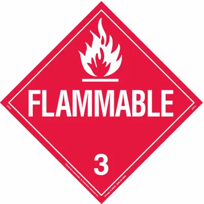 BRADY Container Placard: Flammable 3, 10 3/4 in x 10 3/4 in, 10 3/4 in Label Ht - Class 3: Flammable Liquids