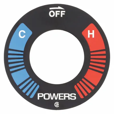 POWERS Faucet Temperature Indicator Decal: 0 Handles (MPN 420-308) - Trim Parts & Decals for Bathtubs & Showers