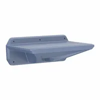 Polyethylene wall-mount desk in blue. Overall dimensions: 30 inches wide, 18 inches deep, 11 inches high. Designed for wall-mounted installation, providing a compact work surface for offices, control rooms, or workshops