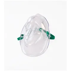 Disposable aerosol mask made of PVC, with a minimum flow rate of 4 lpm and a maximum of 6 lpm. Designed for delivery of aerosolized medication in respiratory therapy. FDA listed for single-patient use in clinical settings.