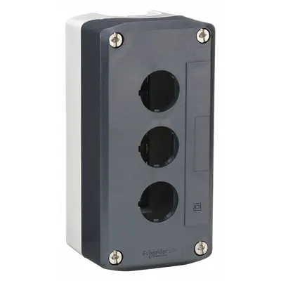 SCHNEIDER Push Button Enclosure: 22mm, 3 Holes, Non-Metallic - Enclosures for 22mm Operators