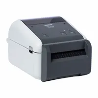 Direct thermal desktop printer from the TD 4520 series with a print speed of 6 in/sec and a maximum print width of 4.27 inches. Features push-button controls, cutter dispensing for on-demand label cutting, and wired USB connectivity. Suitable for label printing in shipping, warehousing, and product identification applications