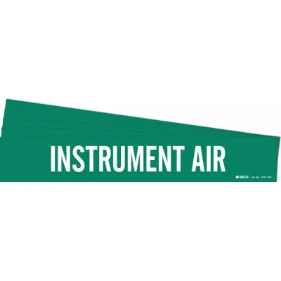 BRADY Pipe Marker: Instrument Air, Green, White, Fits 8 in and Larger Pipe O.D. - Instrument Air Adhesive Pipe Markers