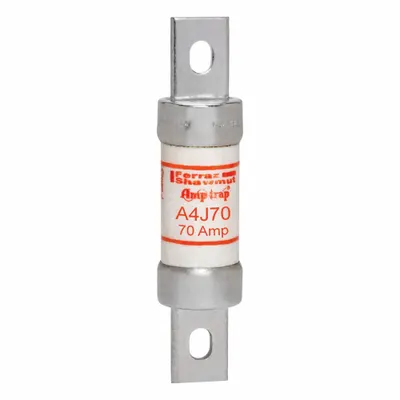 MERSEN Fuse: A4J Series, Class J, Blade Body, Fast-Acting, 70 A, 600 V AC, 300 V DC - Fast-Acting Bolt-On Fuses