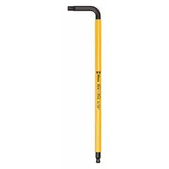 L-shaped hex key with a 5/32 in SAE tip size, long length, and a 5 3/8 in handle. Made of alloy steel with a black oxide finish. Suitable for tightening or loosening hex socket screws and bolts in machinery assembly, automotive repair, and industrial maintenance.