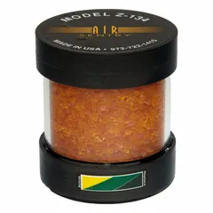 This desiccant breather uses silica gel to remove moisture and particles from air entering hydraulic tanks. With a 2-micron rating and 1/2" FNPT inlet, it is suited for drums, gearboxes, and small oil containers. Does not include a check valve, indicating gauge, or replacement cartridge.