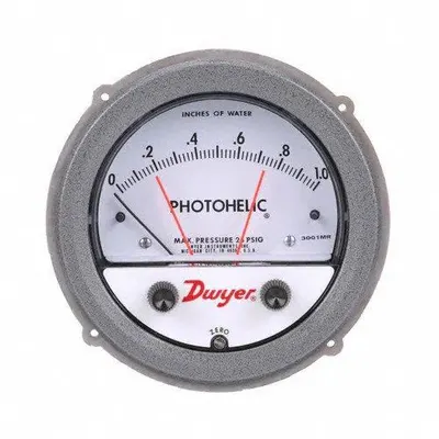 Dwyer Pressure Switch/Gauge: Back/Single-Side, 1/8 in NPT Female, ±2% Gauge Accuracy - Low Operating Pressure Differential Gauges