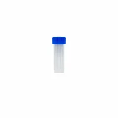 APPROVED VENDOR 7 mL Polypropylene Transport Vial, Natural Body, Blue Closure, 17 mm Neck, Self-Standing, Non-Sterile