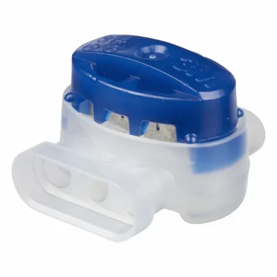 3M Insulation Displacement Connector: 3 Ports, Blue, 22 AWG – 14 AWG Run Size Range - Pigtail Butt Splice Wire Connectors