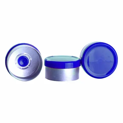 WHEATON Lab Bottle Caps: 13 mm Dia, Blue, Aluminum, Unlined, USP, 285 Closures Included - Flip Cap Bottle Caps