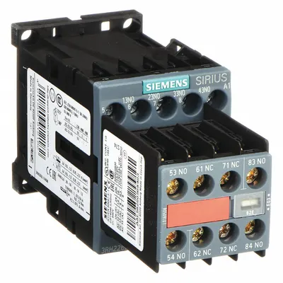 Siemens Control Relay: DIN-Rail & Surface Relay Mounting, 120V AC Coil Volt, 6NO/2NC - Combination DIN-Rail & Surface-Mounted Relays