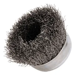 This light-cleaning brush from WEILER is designed for carbon steel surfaces. With a 3 in diameter and 0.014 in fill diameter, it features crimped steel wire bristles for removing rust, paint, and light scale. The 5/8"-11 arbor hole allows secure mounting on compatible grinders. Suitable for surface preparation and finishing in metal fabrication and maintenance tasks.