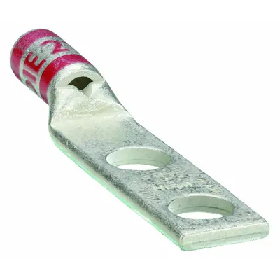 OEM Compression Lug: For 8 AWG, Stranded Wire, 1/4 in Stud Size, Std - Two-Hole Compression Lugs