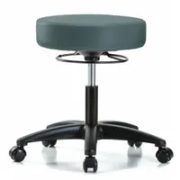 ESD Cleanroom Stool: Vinyl, Ht Range 18 in to 23 in, 17 in Seat Wd, 17 in Seat Dp, 5 Glides, Blue (MPN GRVDHSO-RG-RC-8546)