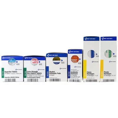 FIRST AID ONLY Complete Refill or Kit: 120 Components, 50 People Served - Complete First Aid Kit Refills