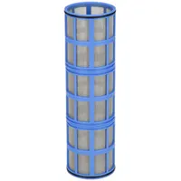 This AMIAD replacement inline strainer screen is made of stainless steel with a 0.0117 in mesh size. It is designed for use in AMIAD strainers to filter particulates from fluid systems. The blue screen is suitable for applications such as water treatment, irrigation, and process industries