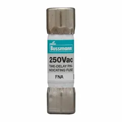 Midget, time-delay cylindrical fuse rated 2 A, 250 V AC. Size 13/32 in x 1 1/2 in. Indicating type for visual blown-fuse indication. Used for overcurrent protection in control circuits, motor starters, and lighting systems.