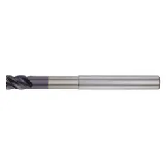 This carbide corner-chamfer end mill features a reduced neck for fast cutting in steel and cast iron. With a TiAlN coating, 4 flutes, 5/8" mill diameter, and 3/4" length of cut, it is suited for producing 45-degree chamfers and deburring edges in CNC milling operations.