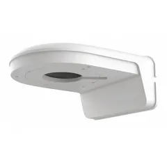 The VITEK VT-TWMT-4 is an aluminum wall mount designed for turret-style security cameras. It features a screw-type attachment for secure wall installation and comes with mounting hardware. The ivory finish allows it to blend with various building exteriors.