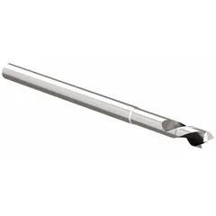 This reduced-neck carbide square end mill is designed for high-speed machining of aluminum and non-ferrous materials. Its 2-flute geometry and uncoated substrate provide efficient chip evacuation and excellent surface finish in slotting, profiling, and pocketing applications. The tool features a 1-inch mill diameter, 1-1/4 inch length of cut, and 3-inch overall length.