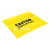 This 10-gallon polyethylene disposal bag is designed for containing and disposing of contaminated materials from spill cleanup. It measures 30 inches long, 18 inches wide, and 30 inches high, with a 3-mil thickness and a flat seal. The bag is yellow and includes ties, with a 'Caution Handle With Care' legend printed on it