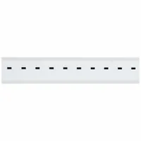 Individual character label with a black Gothic dash on a white background. Rated for indoor/outdoor use with a non-reflective finish. Supplied as a 10-pack. Used for creating custom identification on pipes, panels, and equipment