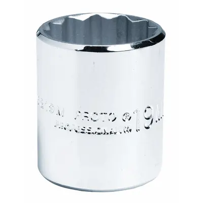 PROTO Socket: Metric, 3/8 in Drive Size, 7 mm Socket Size, 12-Point, Std, Chrome - 3/8" Drive Hand Sockets