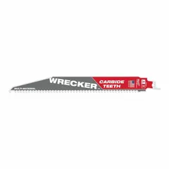 General purpose reciprocating saw blade with 6 teeth per inch, 9-inch length, and 0.05-inch thickness. Rigid design and tapered geometry enable straight, controlled cuts. Suitable for cutting wood, plastic, and drywall in demolition, remodeling, and construction applications. Sold in a 3-pack.