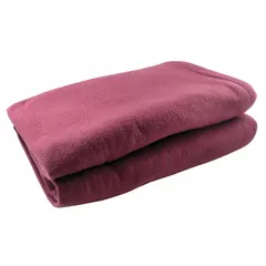 Disposable emergency blanket made of red polyester, measuring 60 inches wide by 86 inches long. Provides lightweight insulation and high visibility for patient warmth, comfort, and modesty in medical, first-aid, and emergency response settings.