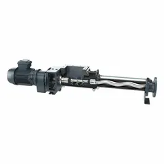 Hopper-feed rigid stator progressive cavity pump for handling diesel, gasoline, kerosene, oil, oil-based paint, and water. Suitable for industrial fluid transfer and paint circulation where consistent, low-pulsation flow is required.