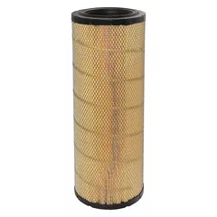 Round/oval engine air filter with radial seal design. Overall height 27 in. Compatible with Mack vehicles. Traps airborne contaminants to protect engine in heavy-duty truck applications.