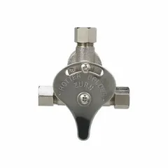 This brass mixing valve is designed for use with hot and cold water supply lines, blending them to deliver tempered water. It includes supply nuts and is compatible with the Zurn AquaSpec® Series. Commonly used in commercial restrooms, break rooms, and other facilities where controlled water temperature is required.
