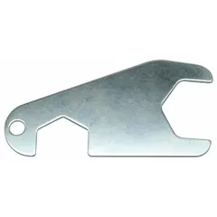 Zinc handle nut wrench for servicing urinal flush valves. Used to tighten or loosen handle nuts during repair or replacement of flush valve components. Unfinished zinc construction.