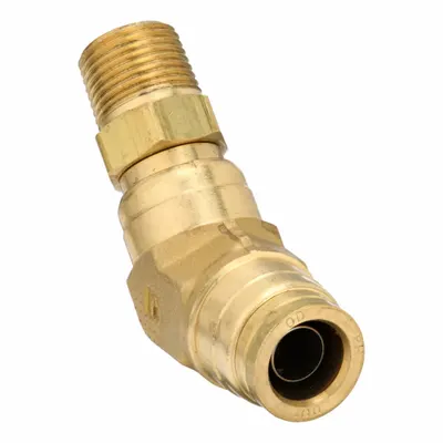 PARKER Push-Fit Elbow Fitting: 1/4 in OD x 1/4 in Pipe Fitting Size, Push-to-Connect x MNPT - Brass Air Brake Fittings