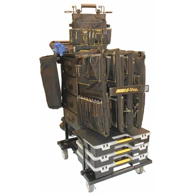 MOBILE SHOP Tool Utility Cart: Black / Black Drawer, 22 in Wd, 39 3/4 in Dp, 39 in Ht - Heavy-Duty Modular Tool Utility Carts