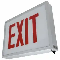 Slim Chicago Exit Sign - Double Face: Emergency Battery Backup, LED, White, Red, 2 Faces (MPN ECHL2RWW)