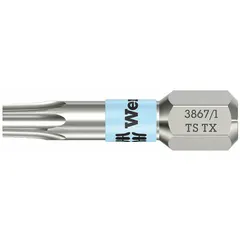 Insert Torx bit with T8 size and TX 8x25 industry size, featuring a hex drive and standard profile. Designed for driving Torx fasteners in precision assembly and maintenance tasks where imperial sizing is required.