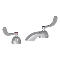 Cast brass widespread handle bathroom faucet with polished chrome finish. Includes mounting hardware. Flow rate 2.2 gpm. Suitable for bathroom sinks in commercial or residential settings.