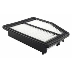 Rectangular panel engine air filter with an overall length of 9 11/16 inches. Designed to remove airborne contaminants from intake air for Honda buses. Suitable for fleet and commercial transport applications.