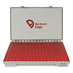 This No-Go (Minus) pin gauge set is used to verify the minimum allowable hole diameter in precision machining and quality control. The set covers diameters from 0.251 in to 0.5 in in 0.001 in increments, with a ZZ tolerance class of +/-0.00020 in. Pins are made from uncoated tool steel.