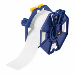 White matte-finish precut label roll with 3/8 in label height, 1 in width, and 3/8 in roll length. Designed for use with the J7300 printer series. Suitable for durable identification and asset tracking in cryogenic and industrial environments.